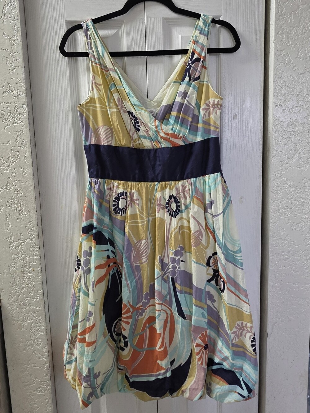 Suzi Chin For Maggy Botique Silk-Cotton Blend Floral Bubble Hem Dress Sz 6